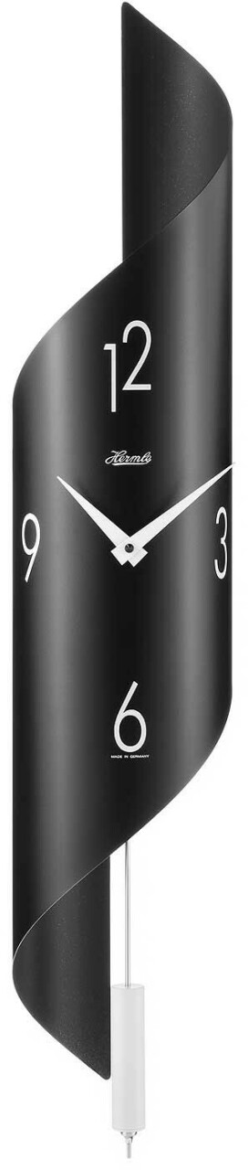 Horloge murale &agrave; balancier en inox noir chiffres blancs