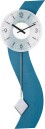 Horloge murale moderne en bois bleu &agrave; balancier