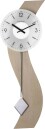 Horloge murale moderne en bois gris-beige &agrave; balancier