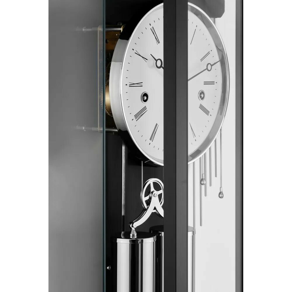 Carillon Westminster Hermle en bois noir petit seconde zoom profil