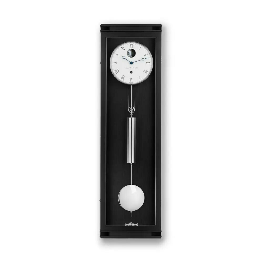 Pendule r&eacute;gulateur Hermle mensuelle avec phase de lune cadran blanc