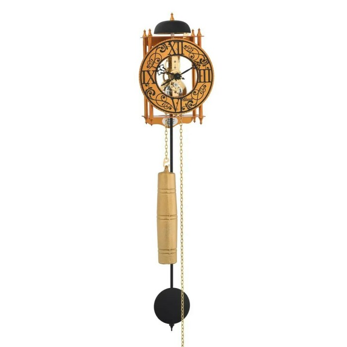 Horloge squelette Hermle colorée en métal orange