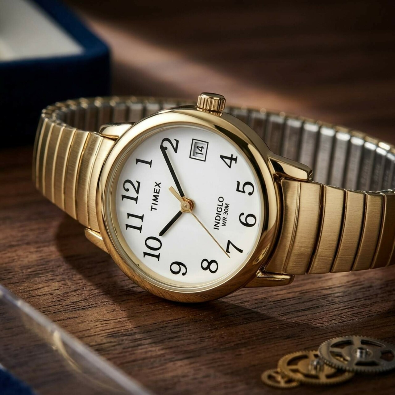Montre TIMEX en acier inoxydable dor&eacute; Easy reader 25 mm_details