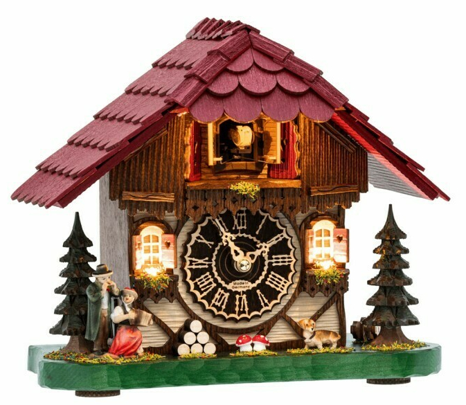 Coucou musical &agrave; poser en bois &eacute;clair&eacute; musiciens 26 cm