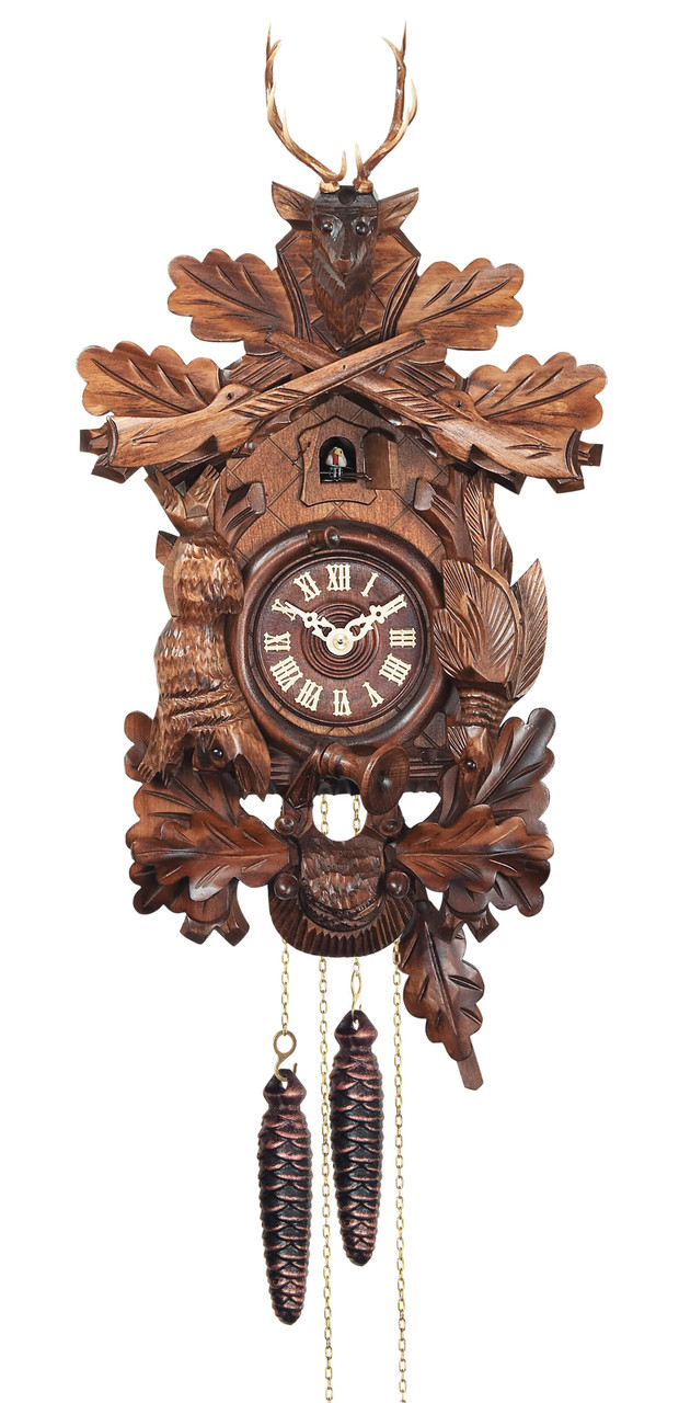 Horloge coucou &agrave; piles th&egrave;me chasse t&ecirc;te de cerf 26 cm ou 40 cm