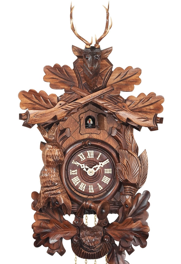 Horloge coucou &agrave; piles th&egrave;me chasse t&ecirc;te de cerf 26 cm ou 40 cm_zoom