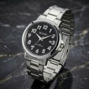 Montre pour homme cadran noir avec date boitier argent&eacute;_details