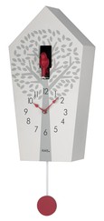 Horloge coucou moderne à piles en bois laqué blanc