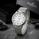 Montre ronde argent&eacute;e pour homme cadran blanc Bayard_details
