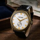 Montre ronde en acier vieilli pour homme bracelet noir Bayard_details