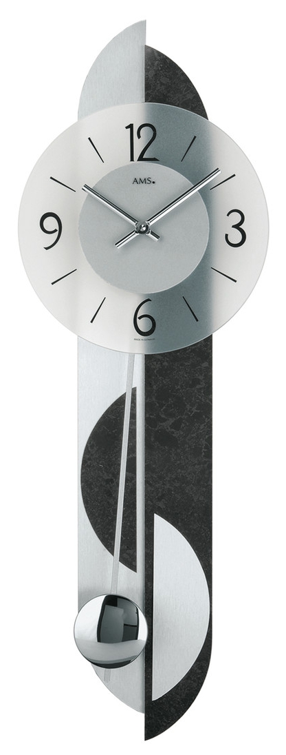 Horloge murale &agrave; balancier moderne en ardoise et aluminium originale