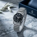 Montre &agrave; quartz argent&eacute;e pour femme cadran noir Bayard_details