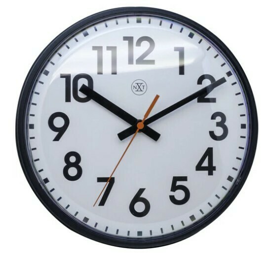 Pendule &agrave; quartz ronde noire et lisible cadran blanc