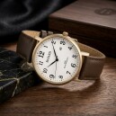 Montre ronde en titane dor&eacute; pour homme bracelet noir_details
