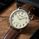 Montre lumineuse ronde pour homme bracelet cuir marron_details