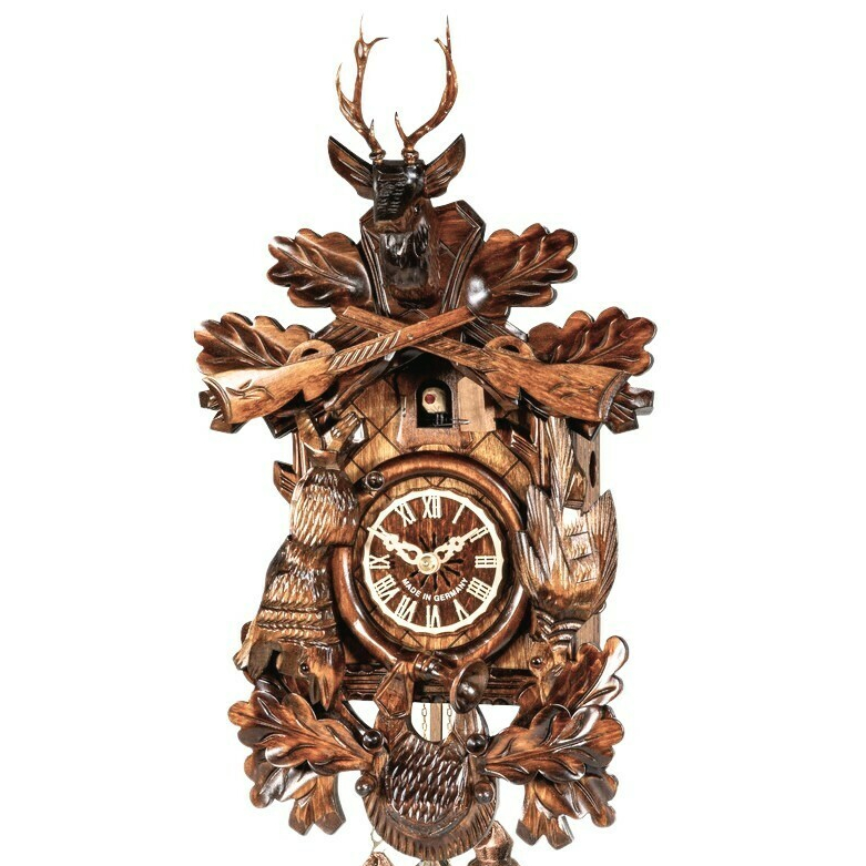 Horloge coucou traditionnel 1 jour th&egrave;me chasse zoom