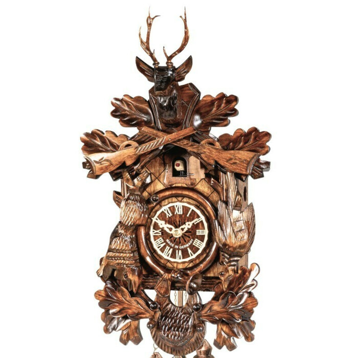 Horloge coucou traditionnel 1 jour th&egrave;me chasse zoom