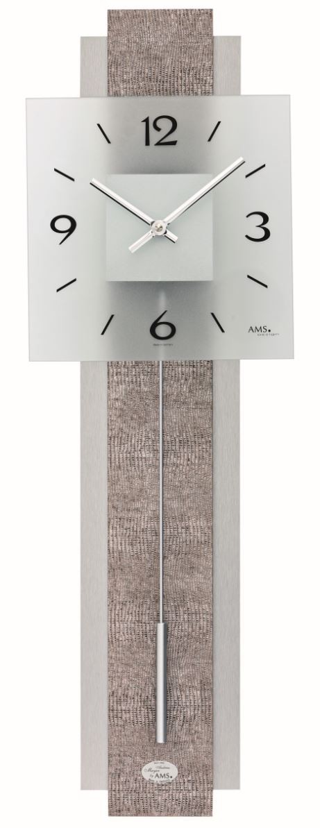 Horloge murale &agrave; quartz moderne en simili cuir verre et aluminium