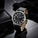 Montre &agrave; quartz pour homme cadran noir bracelet fa&ccedil;on cuir noir_details