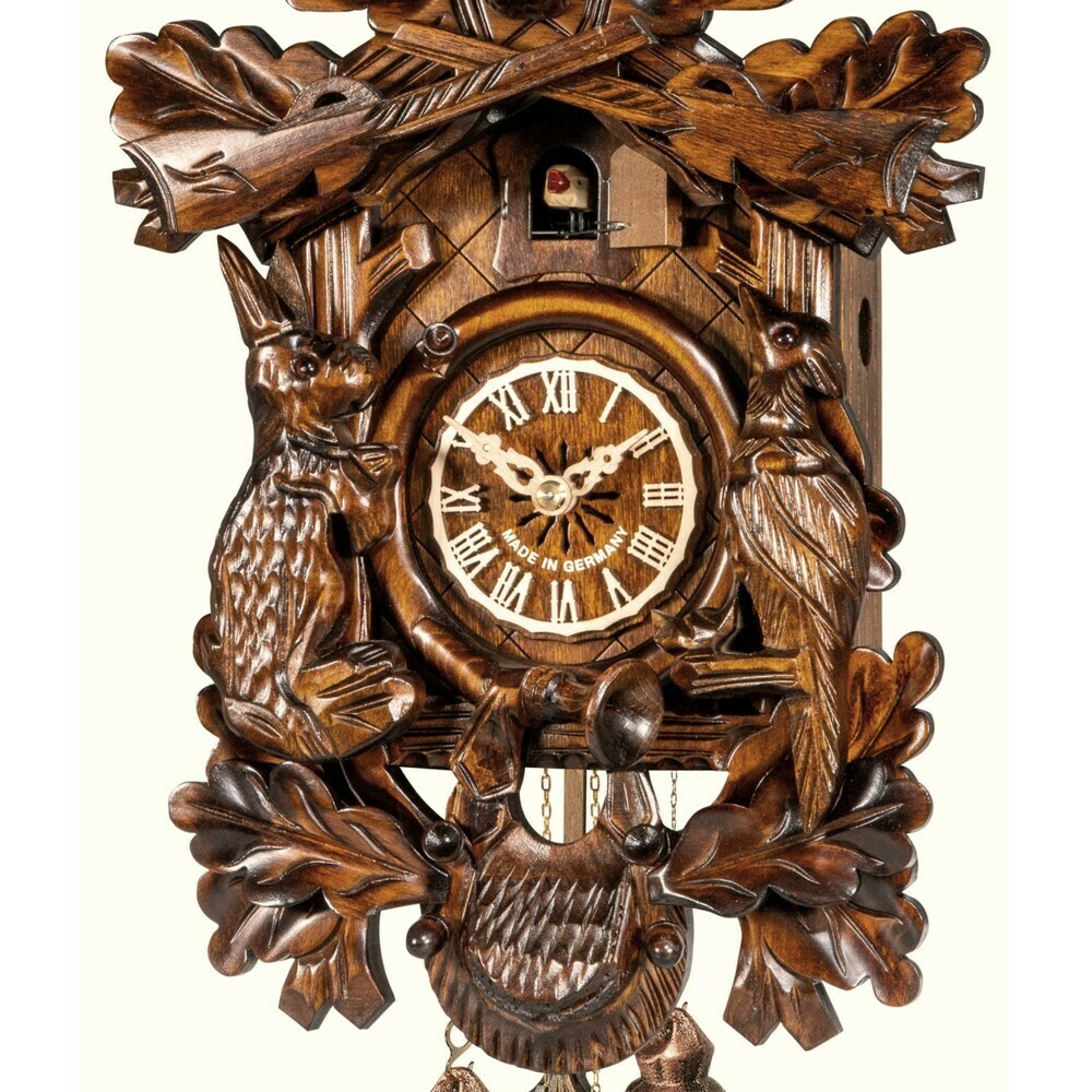 Horloge coucou m&eacute;canique 1 jour th&egrave;me chasse cerf fusils gibier 40 cm_zoom