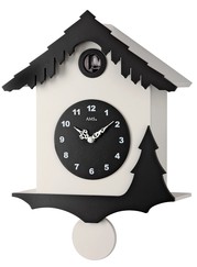 Horloge coucou moderne chalet suisse en bois laqué noir et blanc