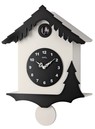 Horloge coucou moderne chalet suisse en bois laqu&eacute; noir et blanc