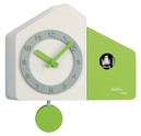Horloge coucou moderne en bois peint beige et vert &agrave; piles