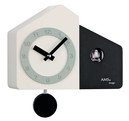 Horloge coucou moderne en bois peint beige et noir &agrave; piles