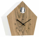Horloge coucou moderne &agrave; piles couleur bois naturel et blanc_zoom