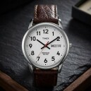 Montre TIMEX en cuir marron boitier acier Easy reader 35 mm_details