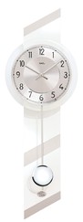 Horloge murale à balancier moderne en bois blanc brillant