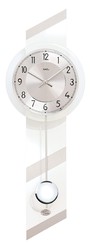 Horloge murale à balancier moderne en bois brillant et aluminium