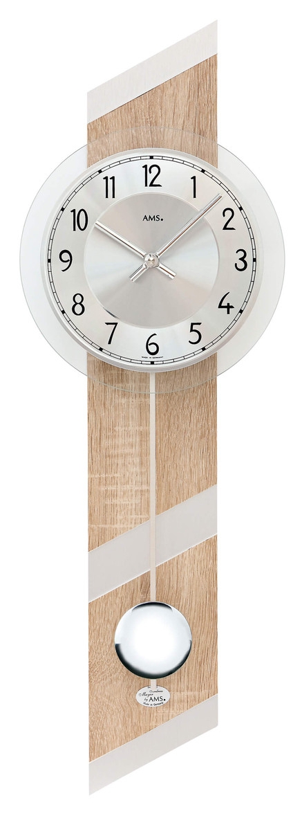 Horloge murale &agrave; balancier moderne en bois de Sonoma et aluminium