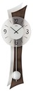 Horloge murale &agrave; balancier moderne en bois de noyer et aluminium incurv&eacute;