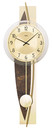 Pendule murale en m&eacute;tal brun, bois et laiton