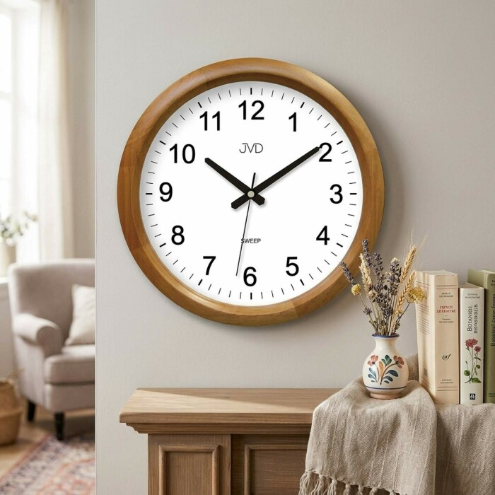 Pendule murale ronde silencieuse en bois_lifestyle