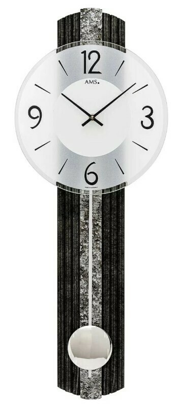 Pendule murale &agrave; balancier moderne grise