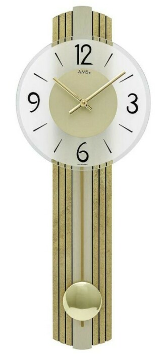 Pendule murale à balancier moderne en laiton doré