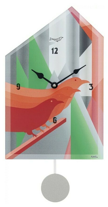 Coucou moderne musical &agrave; pile en bois d&eacute;coratif imprim&eacute;