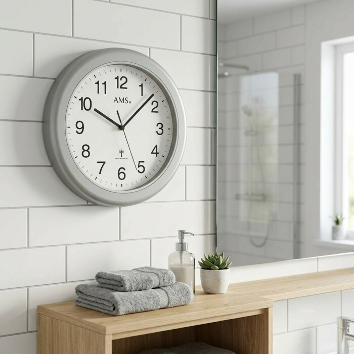 Pendule murale de salle de bain radio pilot&eacute;e &eacute;tanche_lifestyle