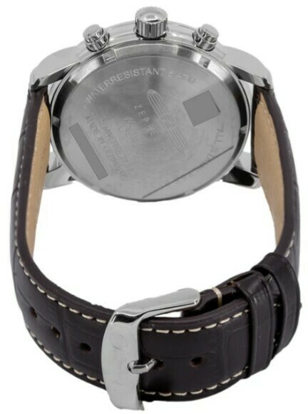 Montre chronographe &agrave; quartz 100 Jahre bracelet cuir pour homme Zeppelin_arriere