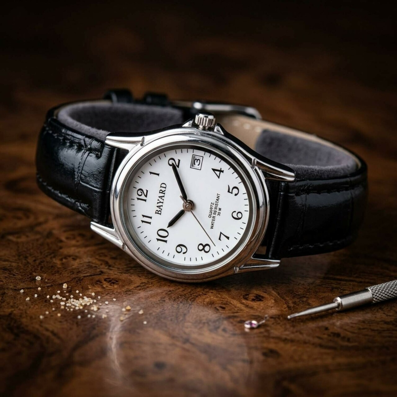 Montre pour femme boitier ovale bracelet noir avec date_details