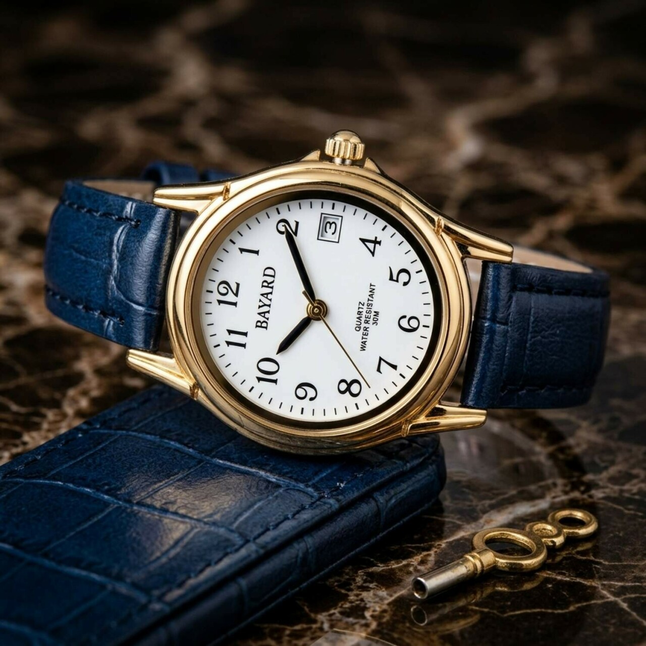 Montre pour femme boitier ovale bracelet bleu avec date_details