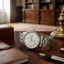 Montre argent&eacute;e pour homme cadran blanc avec date_lifestyle