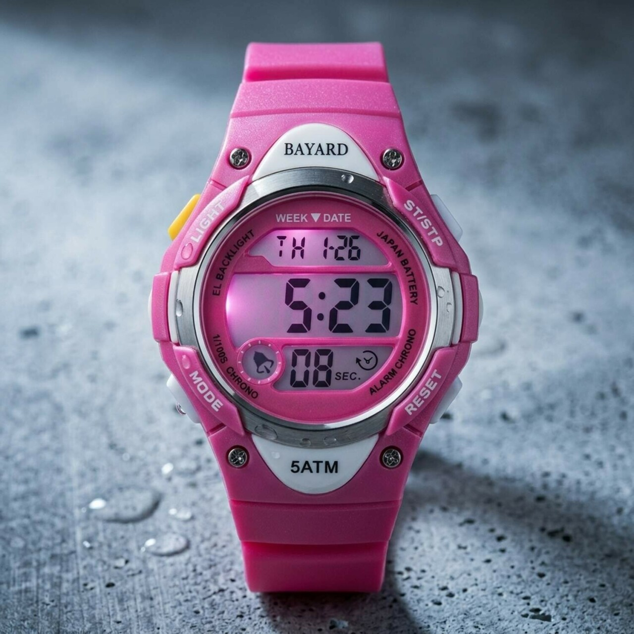 Montre ado sport rose affichage digital Bayard_details