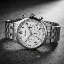 Montre chronographe Bayard ronde argent&eacute;e cadran blanc avec date_details