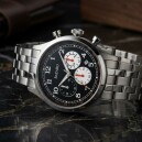 Montre chronographe Bayard ronde argent&eacute;e cadran noir avec date_details