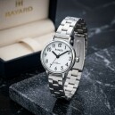 Montre &agrave; quartz en acier cadran blanc Bayard_details