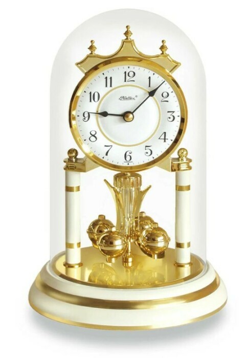 Pendule 400 jours en métal doré et blanc 23 cm