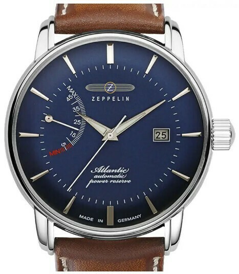 Montre automatique Zeppelin Atlantic r&eacute;serve de marche bracelet cuir pour homme_zoom
